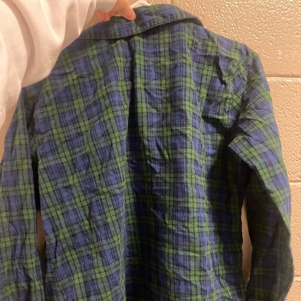 L.L Bean blue-green checkered flannel